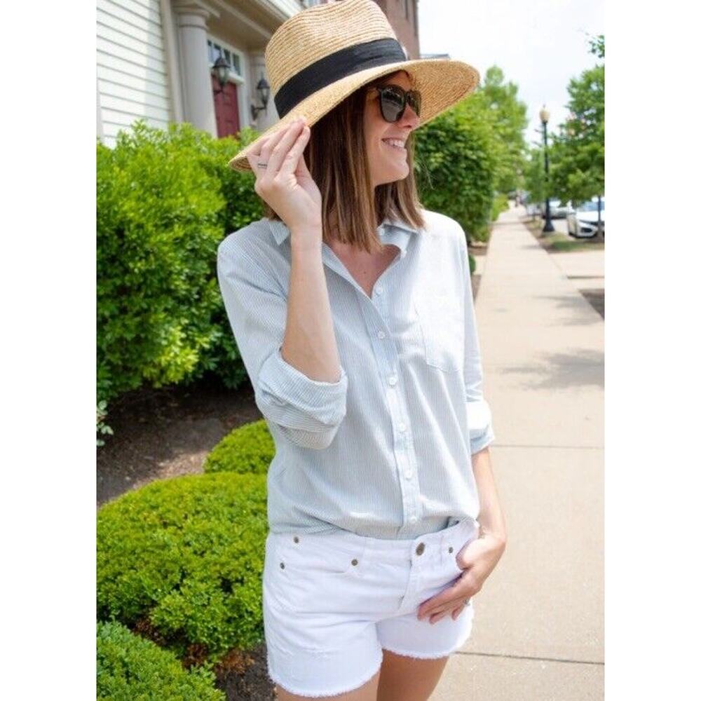 Thom Kelly Brynn Shirt •Women S• Striped Button Down Cotton Oxford
